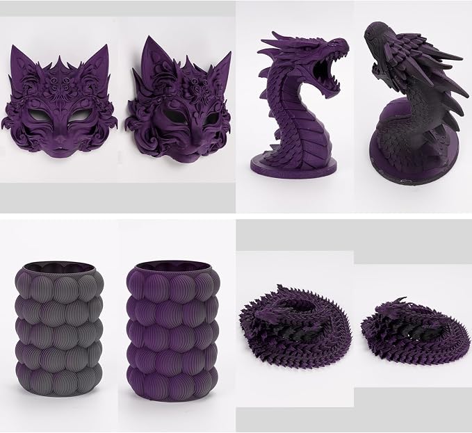 iSANMATE Matte Dual Color PLA Filament 30-300mm/s 2-in-1 Color Rainbow Filament Fast Color Change Filament by Angle 3D Printing 1.75MM 1KG Fit for Bambu Lab 3D Printers,AMS,AMSLite(Black Purple)