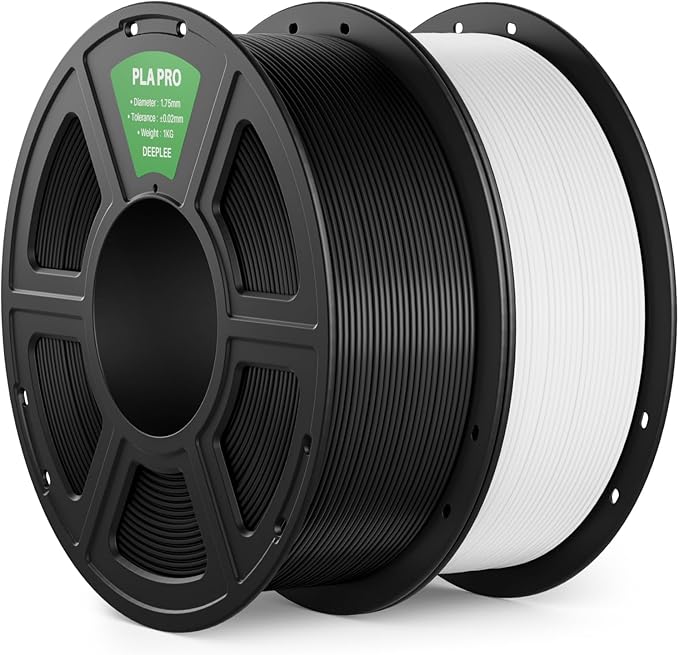 PLA PRO Filament 1.75mm, Stronger Toughness 3D Printer Filament 2KG, PLA Filament Dimensional Accuracy +/- 0.02 mm, Neatly Wound, Fits Most FDM 3D Printer, Black and White