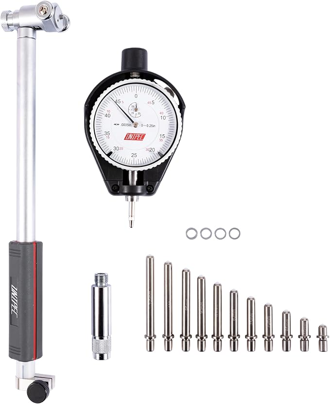 2-6 Inch Dial Bore Gauge, 0.0005 Inch Graduation, High Precision Measurement Tool for Bore Inspection, Stem Length 9.5'', Cylinder Dial Bore Gauge with Carbide anvils