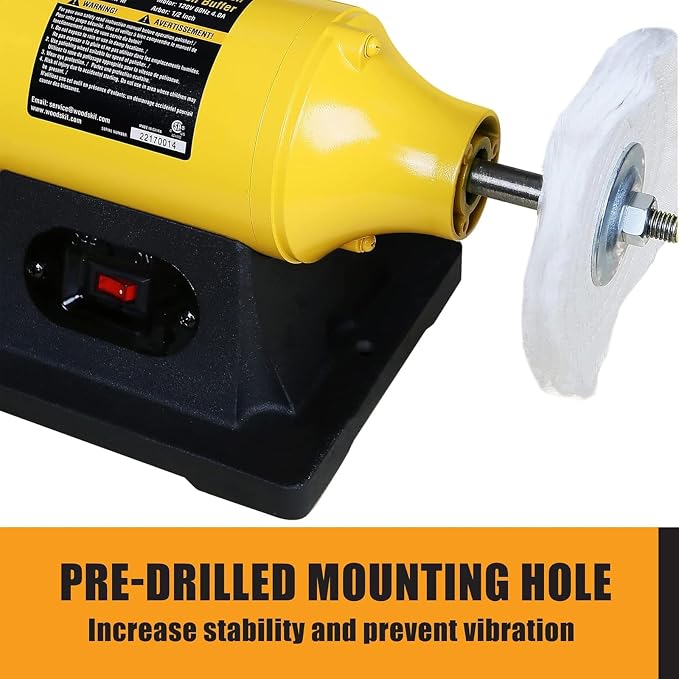 4.0A Bench Buffer Polisher, 6 Inch Jewelry Buffer Polishing Machine, 3450 RPM Bench Polisher with Hard & Flannelette Buffing Wheels for Metal, Jade, Jewelry, Knife, Wood