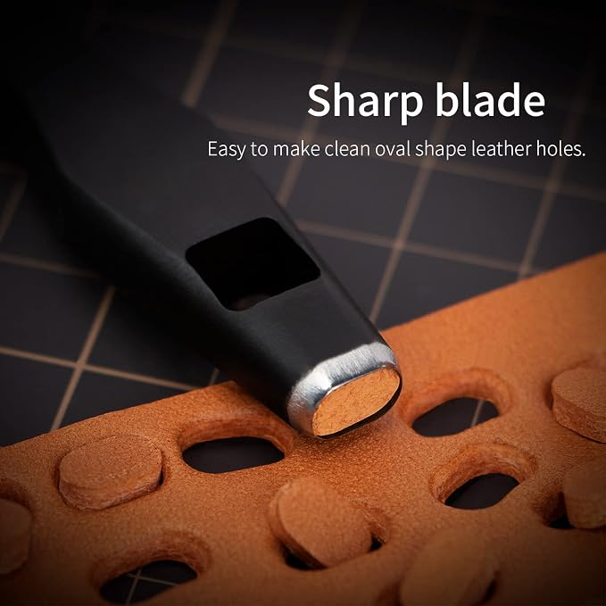 WUTA Belt Hole Puncher Oval Hole Cutter Strap Watch Band Flat Punch Tools Leather Hollow Punch for Leather Crafting (5 * 16mm)