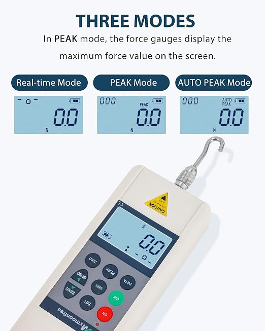 500N Digital Force Gauge Push Pull Meter with USB Output | Tension Compression Destructive Testing Auto Backlit LCD Auto Power Off High Precision Load Cell for Lab Industrial QC