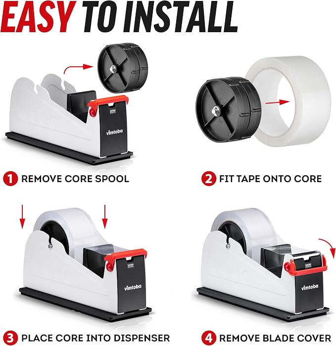 Heavy Duty 2-Inch Desktop Tape Dispenser, Dual Roll, Non-Slip Base