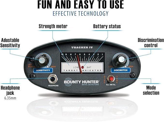 Tracker IV Metal Detector Bundle for Adults & Kids – Includes Waterproof 8" Coil, Pinpointer, Trowel, Carry Bag, Headphones, and Rechargeable Batteries – High Accuracy & 3 Modes (Bundle)