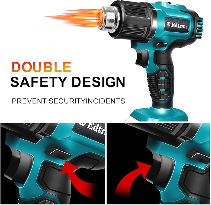 Cordless Heat Gun, Hot Air Gun Compatible for Makita 18V Volt LXT Battery, 3 Nozzle, 2-Temp Setting Max 932°F(500°C) Heat Gun for Crafts, Shrink Tubing, Resin & Decorating(No Battery)