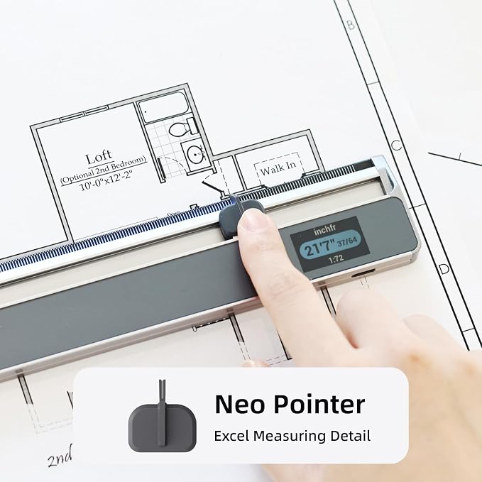 NeoRuler Digital Scale Ruler and NeoReading Kit Bundle - 12 inch Smart Scale Ruler with NeoPointer and NeoMagnifier for Detailed Reading