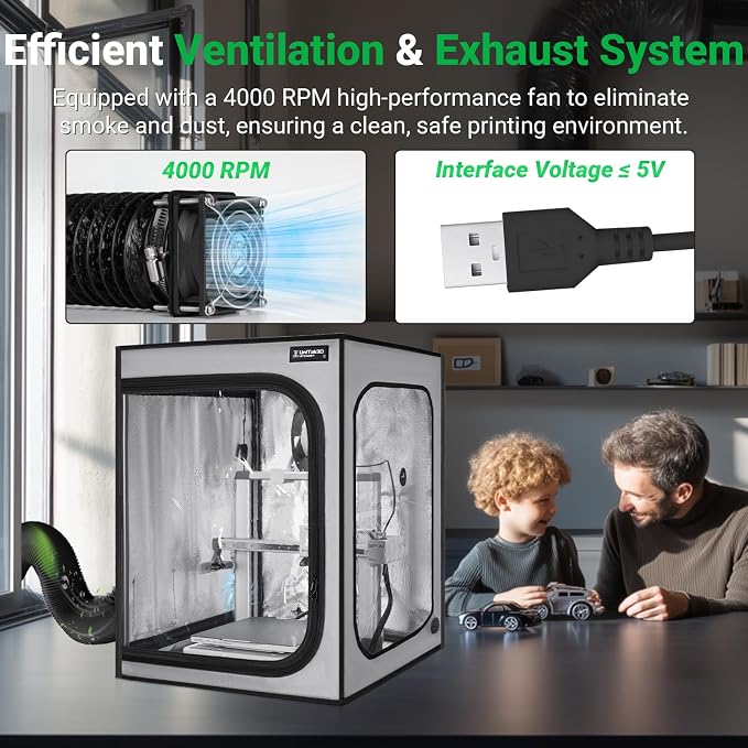 Upgrade 3D Printer Enclosure with Ventilation Kit for Bambu lab A1/A1 Mini Combo,Fireproof&Dustproof Constant Temperature 3D Printer Cover with AMS LED Light-520*600*700mm-NOT For AMS lite Top-mount