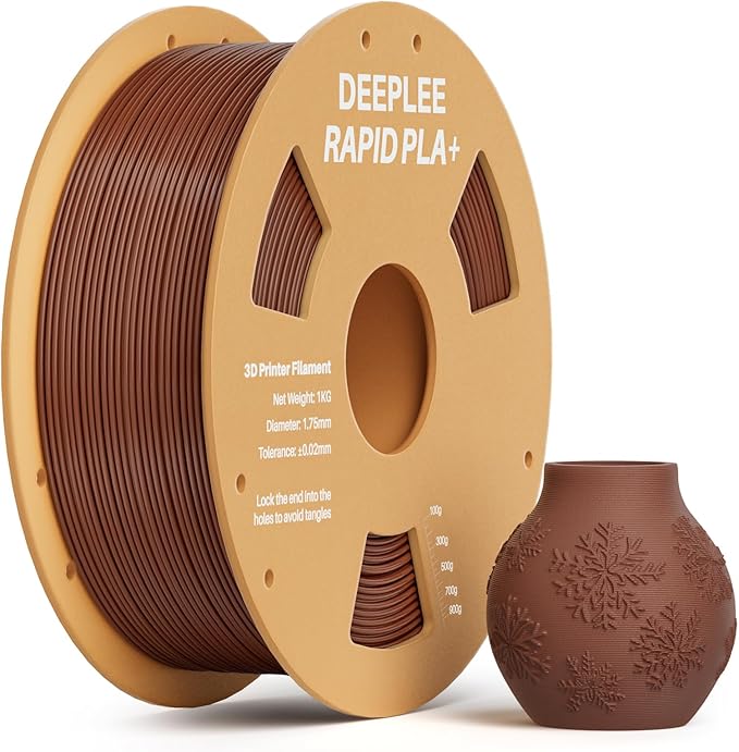 Rapid PLA Plus Filament 1.75mm, High Speed 3D Printer Filament Up to 600mm/s, PLA+ Filament Dimensional Accuracy +/- 0.02 mm Fits Most FDM 3D Printer, Cardboard Spool Brown 1kg