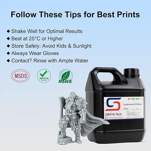Siraya Tech Fast ABS-Like 2kg 3D Printer Resin 405nm UV-Curing Non-Brittle High Precision 3D Printing Liquid Standard Photopolymer Resin for LCD DLP 3D Printing(Grey, 2kg)