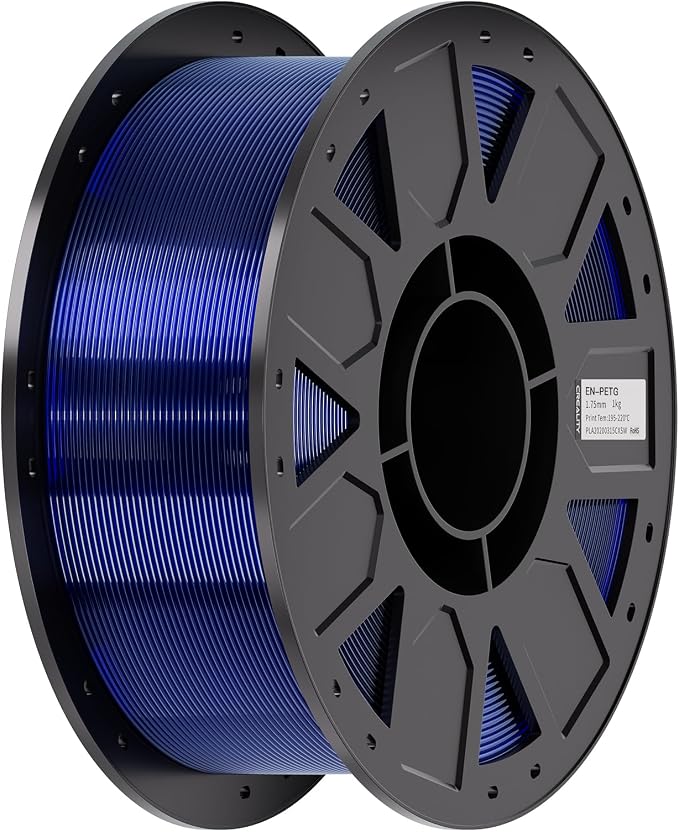 Creality Ender PETG 3D Printer Filament 1.75mm 1KG (2.2lbs), High Precision, Strong Toughness, Odorless, Better Flow, Moistureproof 3D Printing Ender PETG Filament, Transparent Blue