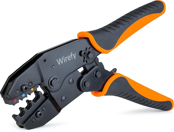 Wirefy Crimping Tool For Insulated Electrical Connectors AWG 22-10 - Ratcheting Wire Crimper Tool - Crimping Pliers - Ratchet Terminal Crimper - Wire Crimping Tool