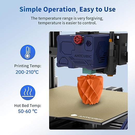 ANYCUBIC PLA 3D Printer Filament, 3D Printing PLA Filament 1.75mm Dimensional Accuracy +/- 0.02mm, 1KG Spool (2.2 lbs), Vibrant Orange