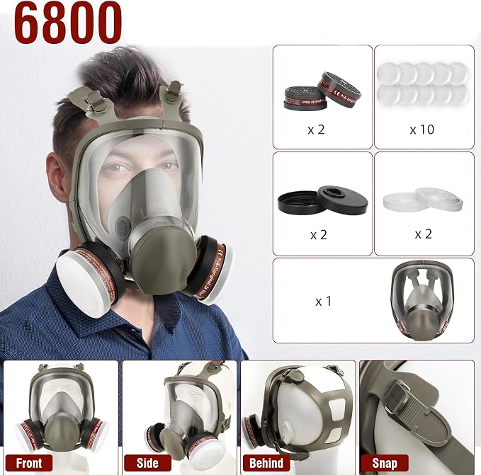 Full Face Respirator Mask,Reusable Cover Set for Paint,Chemicals,DIY,Spray Painting,Woodworking,Welding Work