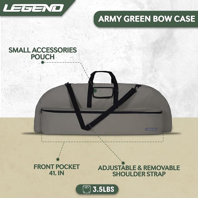 LEGEND Essential Compound Bow Case - Soft Bow Case for Compound Bow & Archery Accessories, Premium Bow Bag with Durable Nylon Fabric, Lightweight Archery Case with Backpack Strap - 36" or 44" Interior