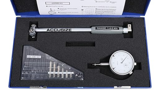 Accusize Industrial Tools 1.4-2.4'' by 0.0001'' Dial Bore Gage, Stem Length 6'', Ee20-1024 | 6" Stem Length, Self-Centering, Chrome-Plated Handle, Insulated Grip, EE20-1024