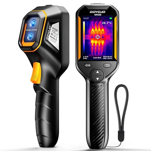 GH192 Thermal Imaging Camera 240X240 Super IR Resolution with 2MP Visual Camera and Fusion Imaging, 25Hz Handheld Thermal Imager with Alarm for Mechanical Maintenance Home HVAC Electrical Inspection