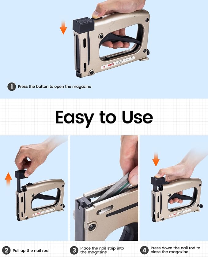 meite Point Driver HM515 Manual Tool with 1000-Count Flexible Point Nails, Picture Framing Tool for DIY Crafts, Frame Point Driver, Picture Frame Stapler/Nailer/Tacker