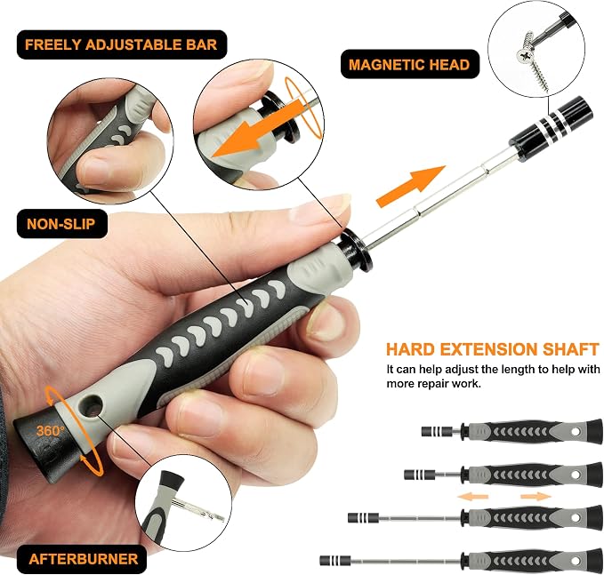 GMTOOLS Precision Screwdriver Set, 130 in 1 Electronics Magnetic Screwdriver Set with 120 bits Repair Tool Kit for Computer, PC, Laptop, Phone, Mac, Tablet, Home DIY, Game Consoles, Glasses, Watch