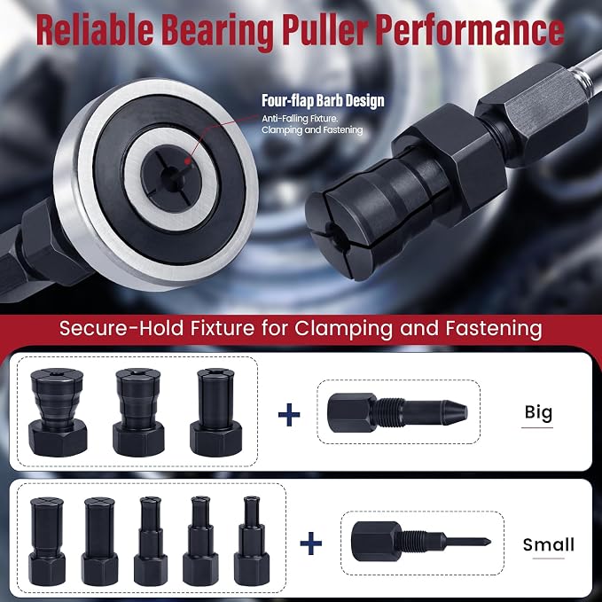12pcs Blind Hole Collet Bearing Puller Set, Internal Bearing Extractor Puller Kit Slide Hammer Bearing Puller Set with Expandable Collets 8-32MM Insert Bearing Remover Set Tool (Red)