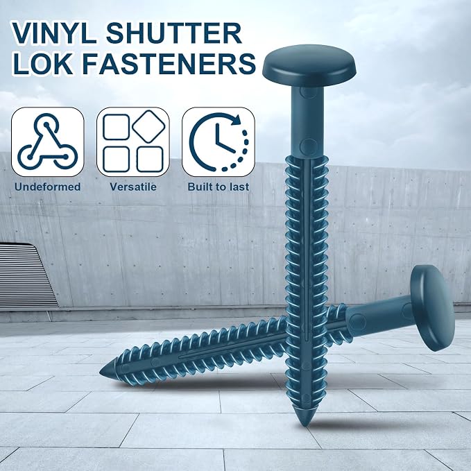 Blulu 36 Pcs 3 Inch Vinyl Shutter Fastener Window Panel Peg Lok Pin Pegs Screws Shutter Spikes Anchor (Bedford Blue)