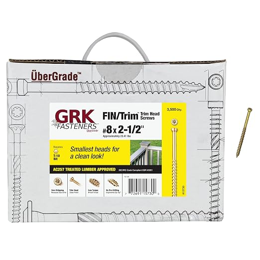 GRK 15730#8 x 2-1/2" FIN/Trim™ Finishing Trim Head Screws 3500 Count
