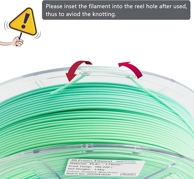 iSANMATE PLA+ 3D Printer Filament, Pla Filament 1.75mm Gradient Multicolors Filament, Color Change Rainbow Filament, Green, Blue 3D Printing Material 1KG