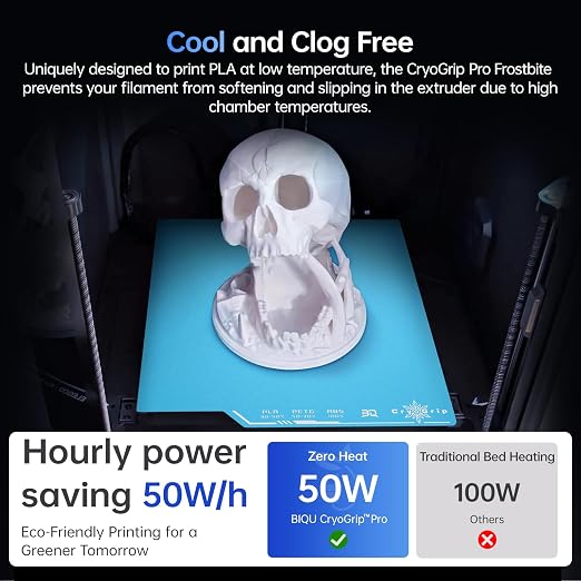 BIQU CryoGrip Pro Frostbite Cold Build Plate for Centauri Carbon/CC 2 3D Printer, Super-Tack Spring Steel Sheet, 260x286.5mm, Room Temperature Printing, Double-Sided