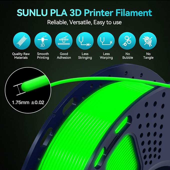 SUNLU Glow in Dark PLA Bundle, Neatly Wound Luminous PLA 3D Printer Filament 1.75mm, Dimensional Accuracy +/- 0.02mm, 4kg in Total, 1kg per Spool, 4 Pack. (Glowing Blue/Green/Red/Yellow)