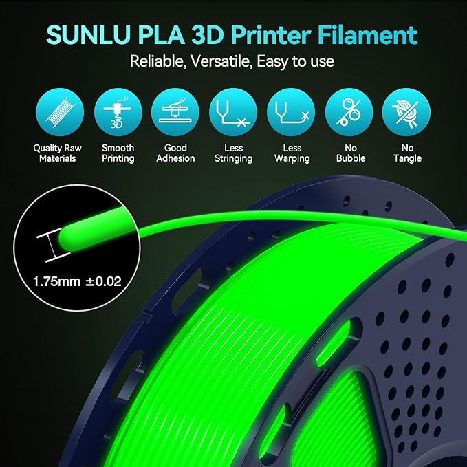 SUNLU Glow in Dark PLA Bundle, Neatly Wound Luminous PLA 3D Printer Filament 1.75mm, Dimensional Accuracy +/- 0.02mm, 250g Spool 8 Packs. (Black White with 6 Spools of Glowing Blue/Green/Red/Yellow)
