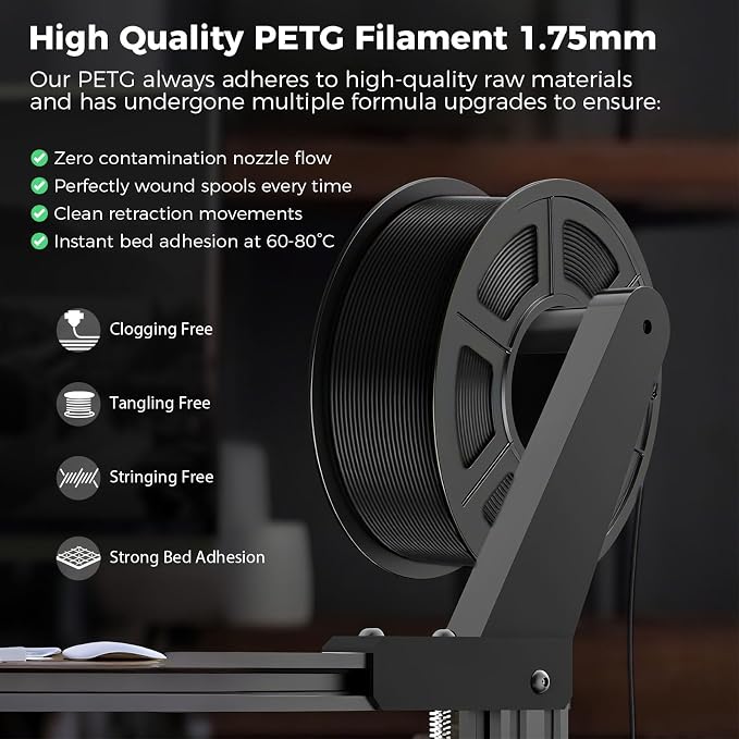 IEMAI PETG Filament 1.75mm Bundle 4KG Black, 3D Printer Filament 30-300mm/s Printing Compatible with Bambu Lab, AMS, AMS Lite, Dimensional Accuracy +/- 0.02mm