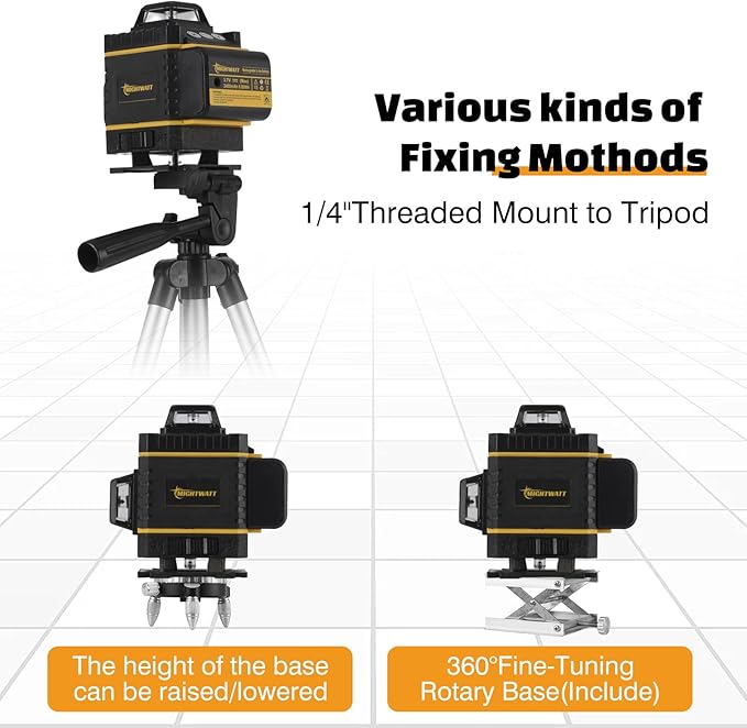 laser level 360° self leveling 4D 16 Lines Green Laser Level with Magnetic Bracke Remote Control Complete Kit with Tripod Rechargeable Battery for Construction Renovation Picture Hanging