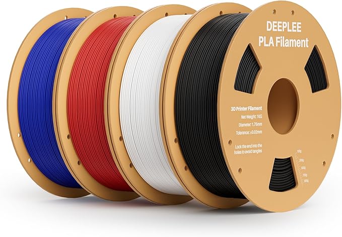 PLA 1.75mm 3D Printer Filament, Dimensional Accuracy +/- 0.02mm, Neatly Wound, No Clogging, Vacuum Package, Fits for Most FDM 3D Printers, 4kg Black+White+Red+Dark Blue