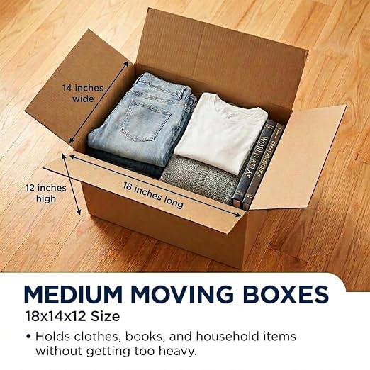 BOX USA Moving Boxes Medium 20-Pack 18x14x12" - Corrugated Cardboard Box for Shipping, Mailing, Packing, Packaging and Storage