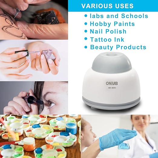 ONiLAB Mini Vortex Mixer with Touch Function, Lab Mixing, Nail Polish,Eyelash Adhesives and Acrylic Paints Mixing, Lab Vortexer for Tubes,Include 120 pcs Stainless Steel Mixing Balls