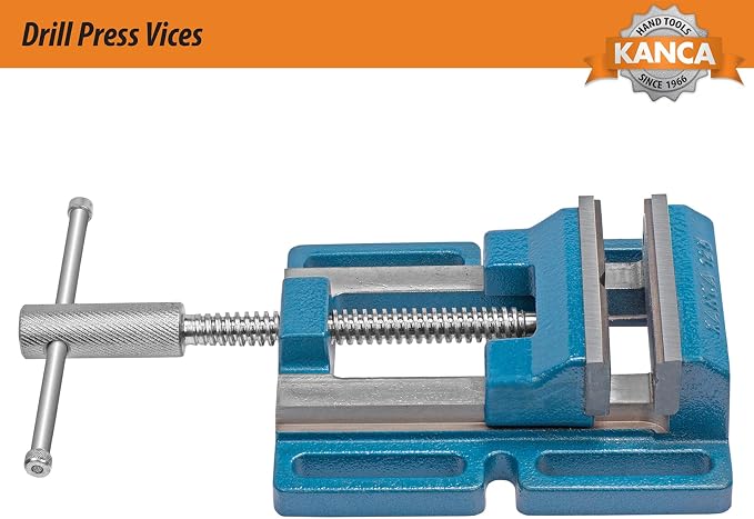 Kanca Hand Tools 6'' inch Low Profile Drill Press Vise DRL-150 Preferred by Craftsman and Machinist for Drilling,Reaming Tapping, Operations, Home Improvement Woodworking Blue Colour
