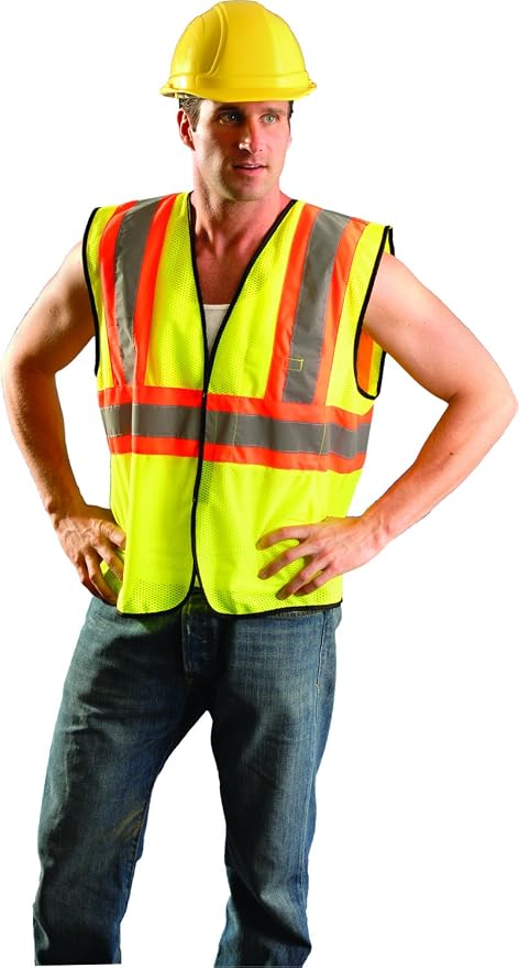 OccuNomix ANSI/ISEA 107-2020 Class 2 Type R Mesh Surveyor Vest - Reflective Safety Vest with Pockets, Dual Sizes (S/M-4X/5X)