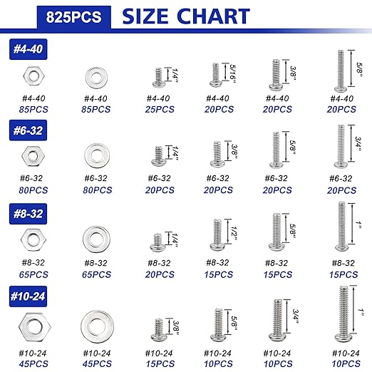 1575 PCS Nuts and Bolts Assortment Kit, Stainless Steel Phillips Pan Head & Flat Head Screws, Assorted Nuts Bolts Washers with Orange Double Sided Organizer Box