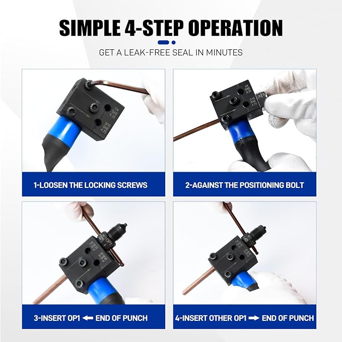 7-Piece Brake Line Flaring Tool Kit for 3/16" & 1/4" Lines, SAE Double Flare Tool, Creates 45° Single, Double & Bubble Flares for Hydraulic Brake Line Repair for Copper and Steel Tubing