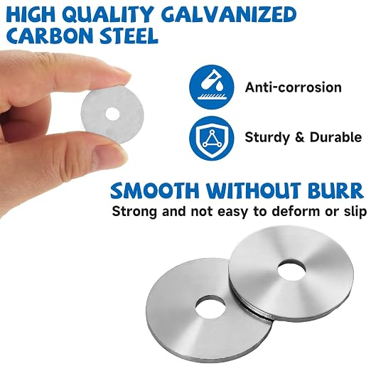 400 PCS Fender Washers 1/4" x 1-1/4", Stainless Steel Flat Washers Set, 1.5mm Thick Hardware Washers Zinc, Metal Washer Flat Small Washer for Screws