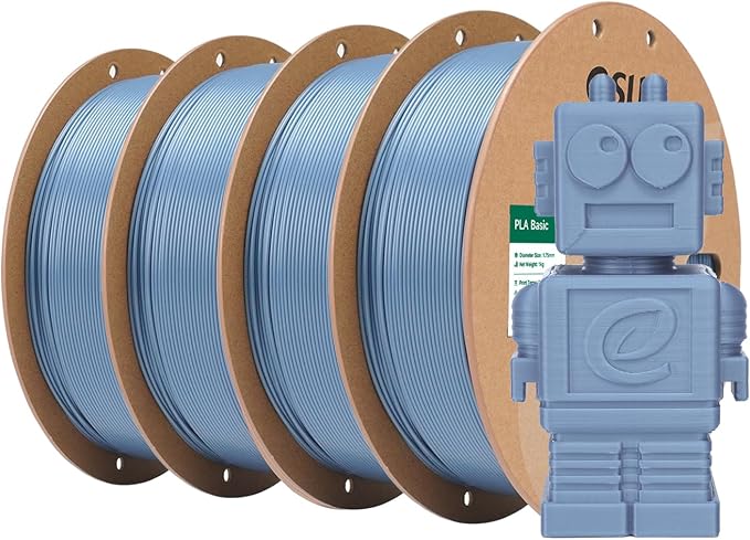 eSUN PLA Basic Filament 1.75mm, 3D Printer Filament High Speed PLA for Fast Printing, 1KG Spool, 4 Spools 3D Printer Filament, Light Grey