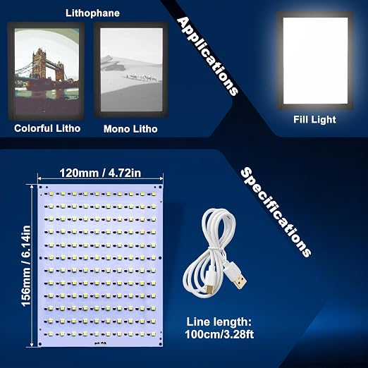Upgrade 12PCS CMYK LED Backlight Board Kit FAZ007 for Bambu Lab Makerworld Accessories, 120 LED Beads, 3D Printer Light Box 5V Type-c Powered