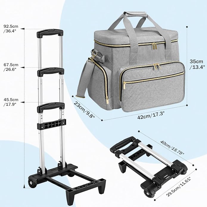 LIWSHWZ Rolling Teacher Tote Bag,Wheeled Teacher Bag with Detachable Dolly & File Teacher Tote