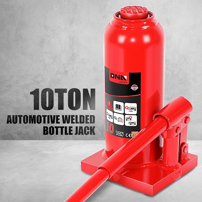 DNA Motoring 10 tons / 20000 lbs Lifting Automotive Welded Hydraulic Bottle Jack for Repair Vehicle, Pickup, Truck, w/Manual Handle, Red,TOOLS-00359