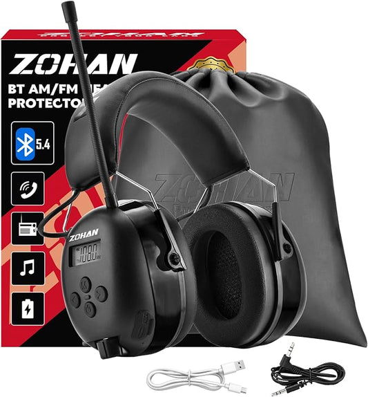 ZOHAN AM/FM Radio Headphone with Digital Display,Ear Protection Noise Reduction Earmuffs,Comfortable Hearing Protector