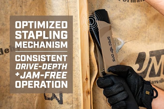 Spec Ops Tools Heavy Duty Hammer Tacker for Manual Stapling, Construction, Insulation & Roofing, Metal Strike Cap, Compatible with 1/4", 5/16" and 3/8" Staples