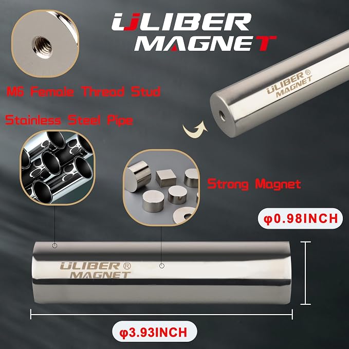 ULIBERMAGNET Magnetic Filter Rod,Super Strong Magnetic Filter Cylinder Bar,12000 Guass Neodymium Magnets Rod for Filter Dry Powder, Oil Filter, Iron Slag, Magnetized Water Impurity