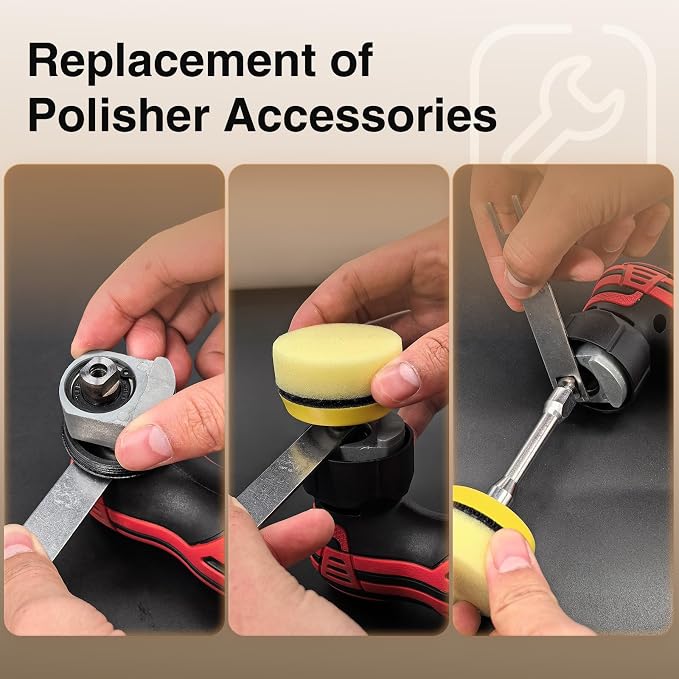 Cordless Mini Polisher,1/1.5/2Inch,DA&RO with 11 Variable Speed 2500-6000 RPM,2.3Ah Rechargeable Battery,Red Car Detailing Micro Polisher