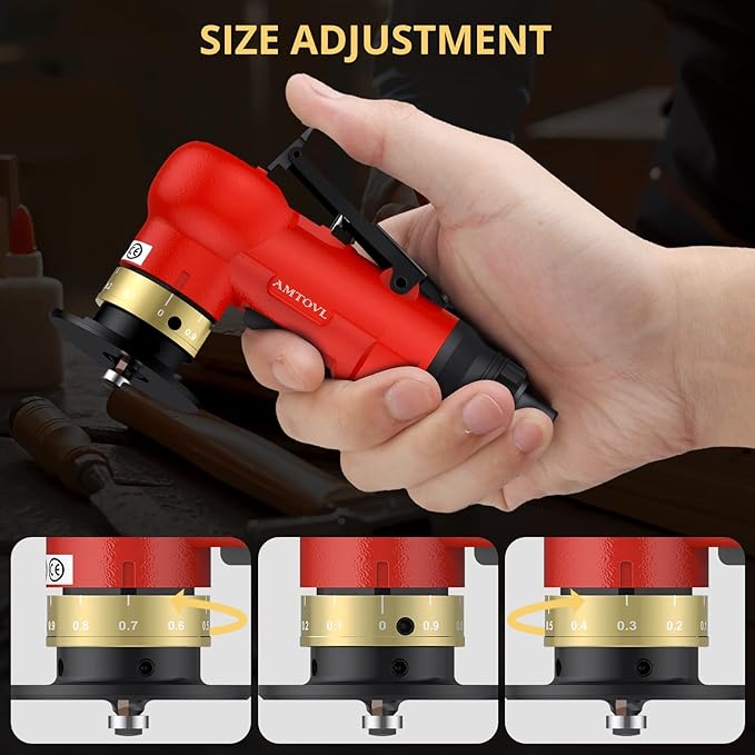 AMTOVL Pneumatic Chamfering Tool - Mini Air Chamfer Tool with 10 C-Angle & 10 R-Angle Blades, 45° 30000 RPM Chamfering Tool for Metal and Wood with 1/4" Air Inlet
