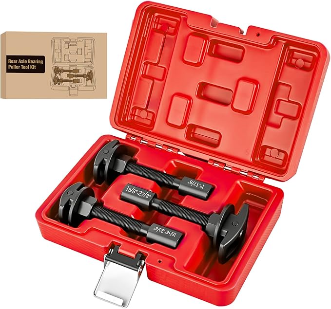 GOOACC 3PCS Rear Axle Bearing Puller Set, Axle Bearing Puller Removal Tool Kit with 3 Sizes 1" to 1-7/8", 1-5/16" to 2-3/8" & 1-3/8" to 2-7/8" Axle Wheel Bearing Removal Tools for Axles Bearings, Red