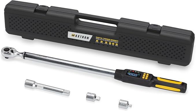 1/2 Drive Digital Torque Wrench with Adapters, 15-295 ft-lb (20-400 Nm), ±2% Accuracy, 72-Tooth Ratchet Head, Buzzer & LED Alerts, for Truck, SUV, Tires, Lug nuts & Wheels